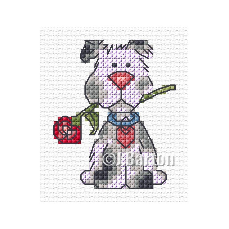 Valentine dog cross stitch chart