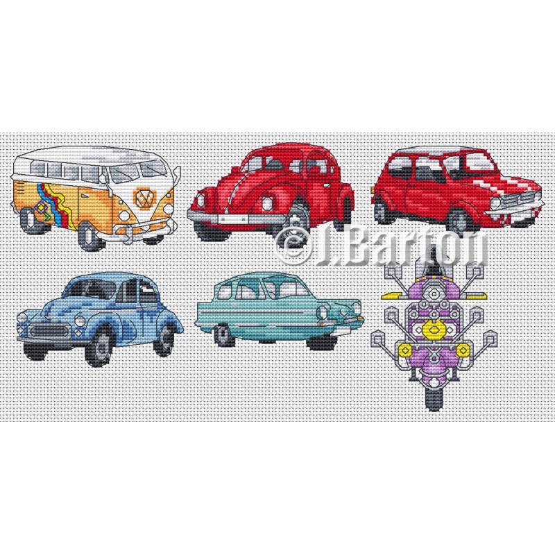 Classic vehicles cross stitch chart