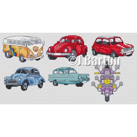 Classic vehicles cross stitch chart