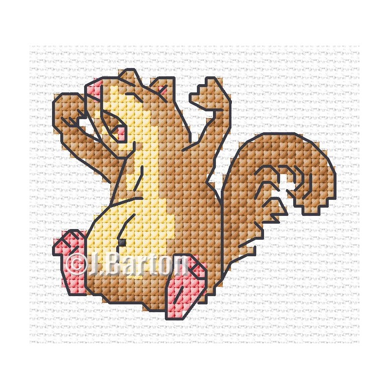 Sleepy squirrel cross stitch chart