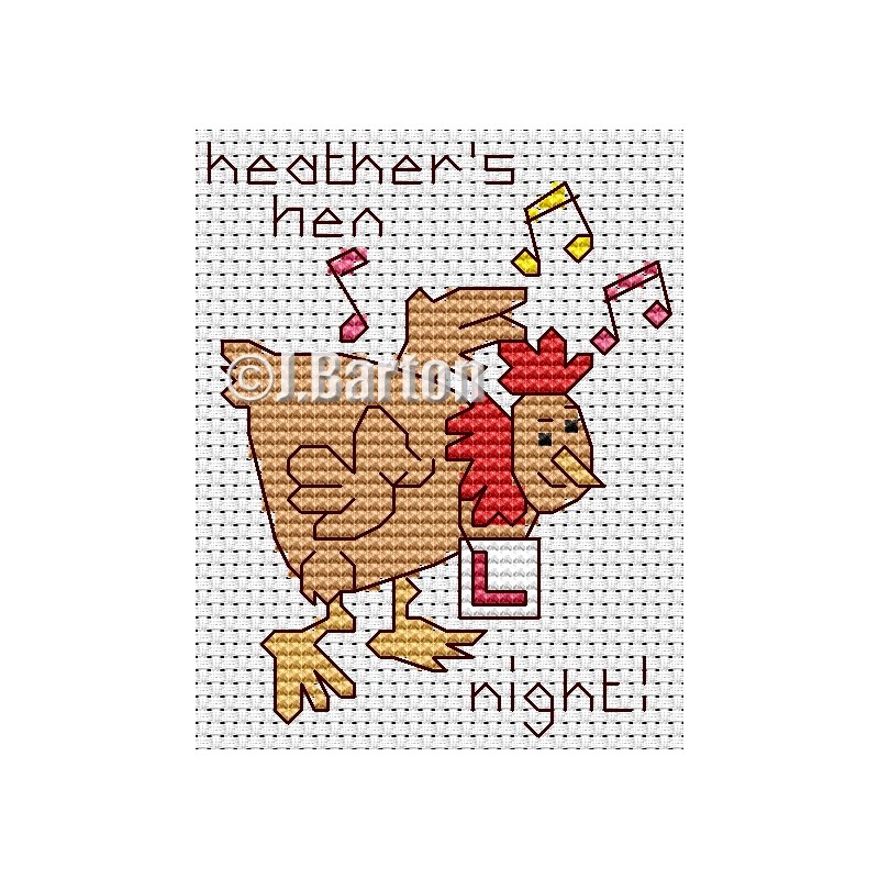 Hen night cross stitch chart