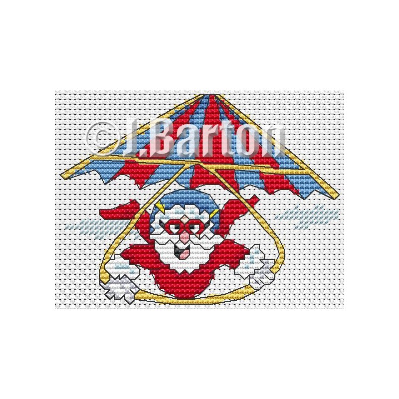 Hang gliding santa cross stitch chart