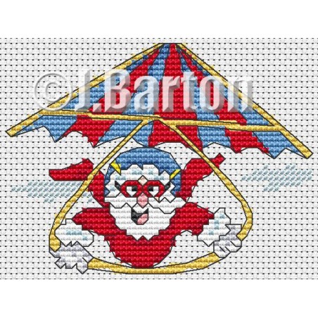 Hang gliding santa cross stitch chart