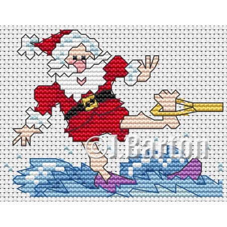 Water skiing santa cross stitch chart