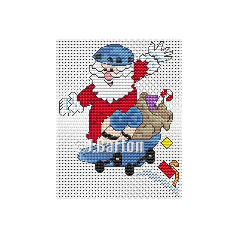 Skate boarding Santa cross stitch chart