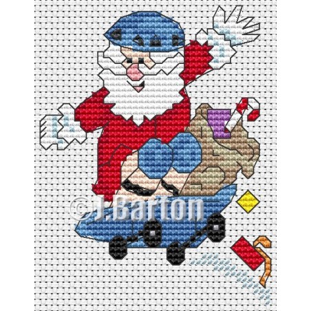 Skate boarding Santa cross stitch chart