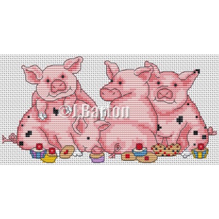 Piggy friends cross stitch chart