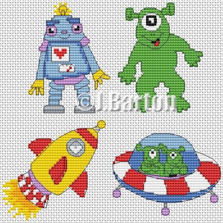 Kids space collection cross stitch chart