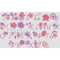 Floral alphabet cross stitch chart