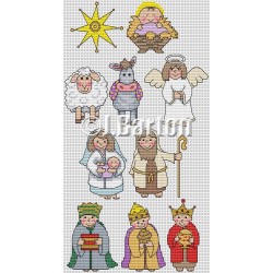 Nativity characters cross stitch chart