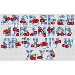 Cherries alphabet cross stitch chart