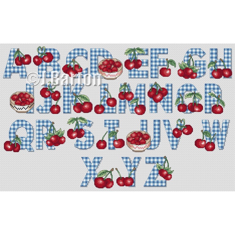 Cherries alphabet cross stitch chart