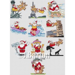 Santa around the world cross stitch chart