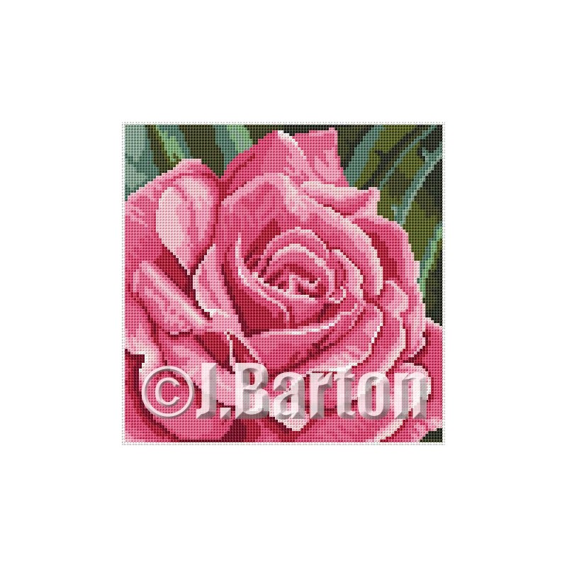 Pink rose cross stitch chart