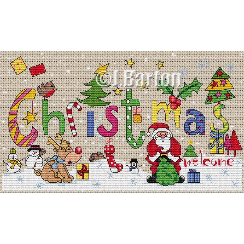 Christmas welcome cross stitch chart