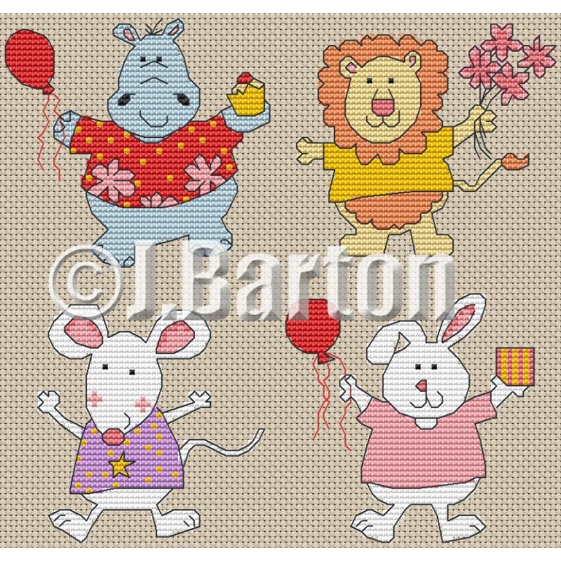 Happy animals cross stitch chart