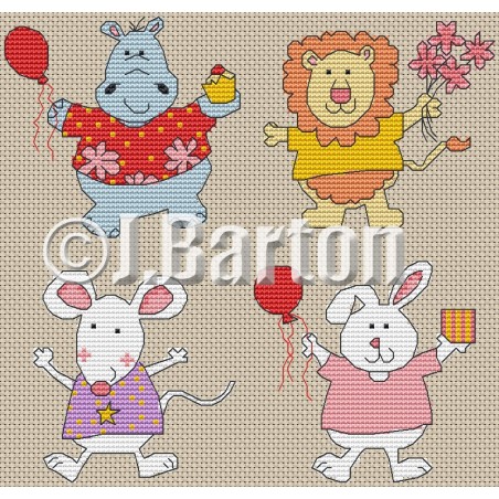 Happy animals cross stitch chart