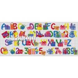 Gifts alphabet cross stitch chart