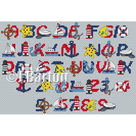Nautical alphabet and numbers (cross stitch chart download)