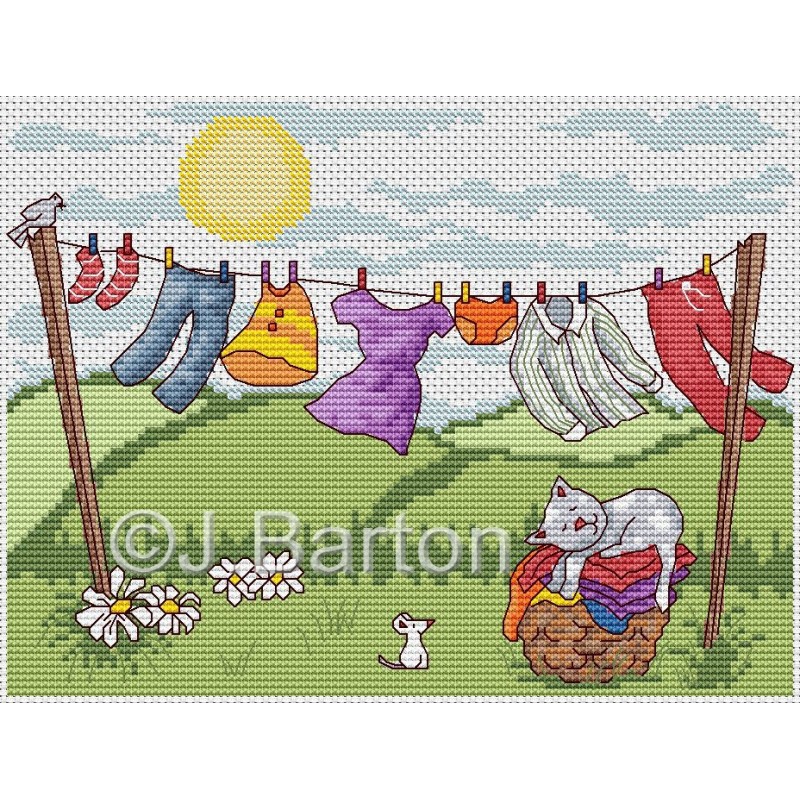 Wash day (cross stitch chart download)