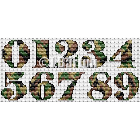 Camouflage numbers (cross stitch chart download)