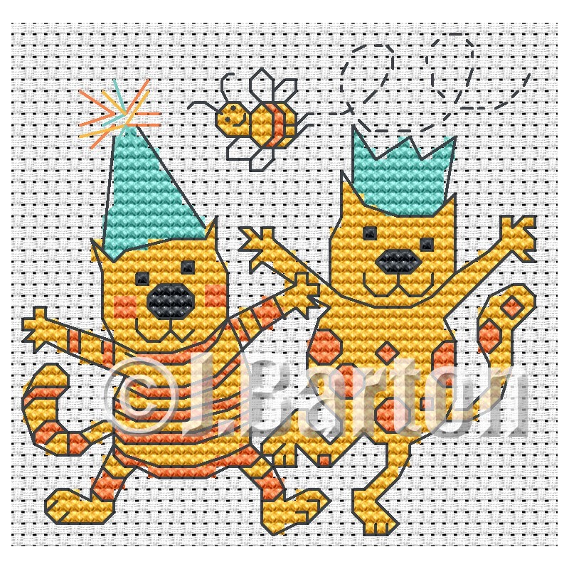 Party cats (cross stitch chart download)