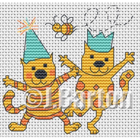 Party cats (cross stitch chart download)