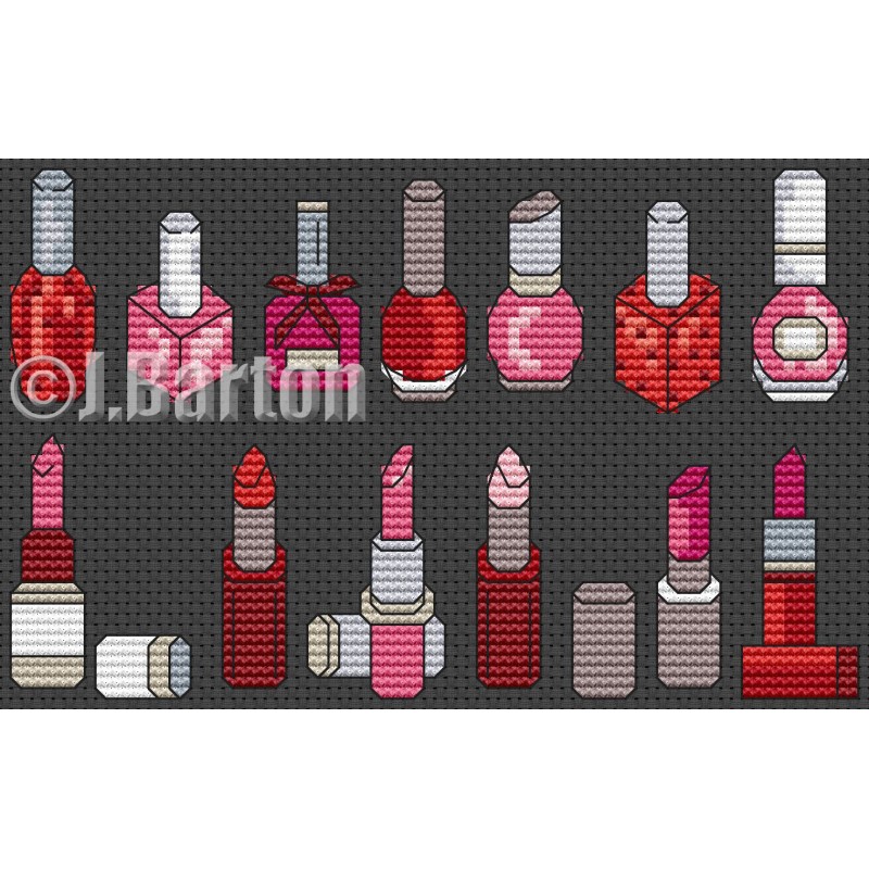 Makeup collection (cross stitch chart download)