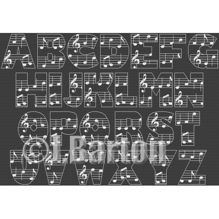 Musical alphabet (cross stitch chart download)