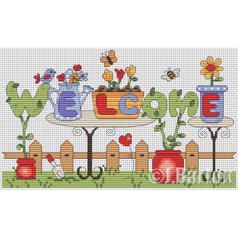 Garden welcome (cross stitch chart download)