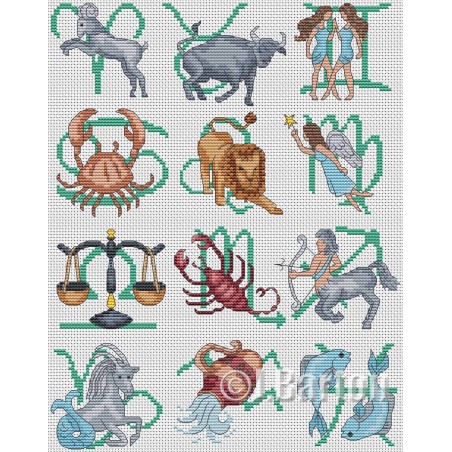 Star signs (cross stitch chart download)