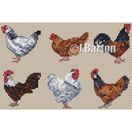 Chickens (cross stitch chart download)