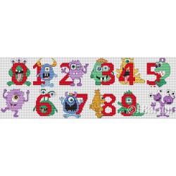 Monster and aliens numbers (cross stitch chart download)