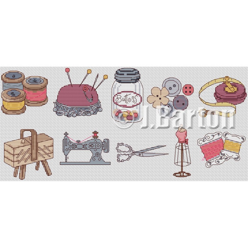 Sewing collection (cross stitch chart download)